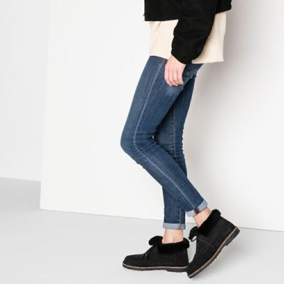 NWT Birkenstock Bakki Suede Leather Bootie Cork Sole Slip On Shoe Narrow Furry - Picture 6 of 14